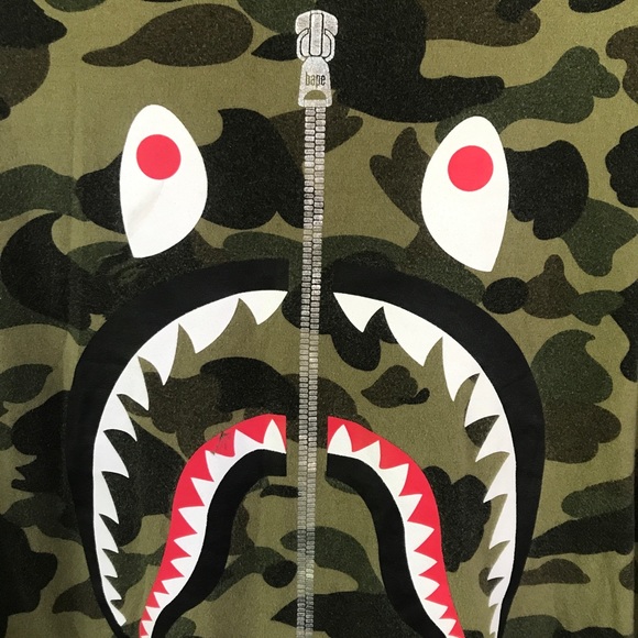 Bape A Bathing Ape Tee Camo Zipper Print Men’s Large L - Picture 6 of 7